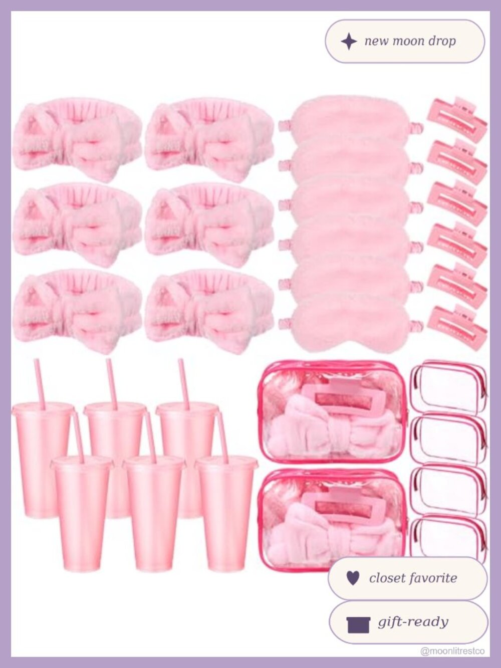 30 Pc Spa Party Favors Set Bow Headbands Eye Masks Clips Bags Cups for Women